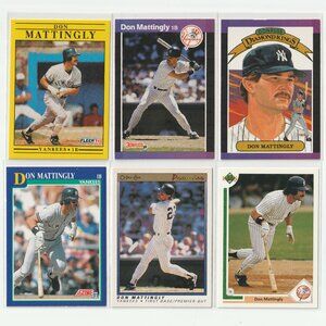 1989-91DON MATTINGLY Vintage MLB Baseball Cards 6-Card Yankees Lot --3FOR$25--
